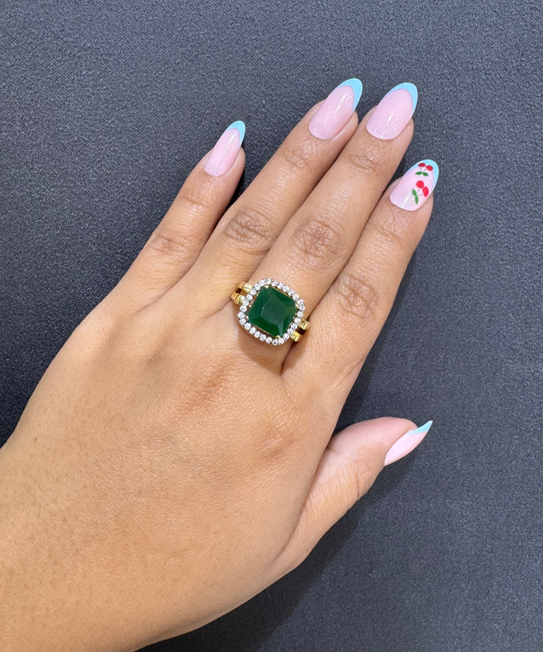 925 Silver Ruby & Emerald Reversible Ring