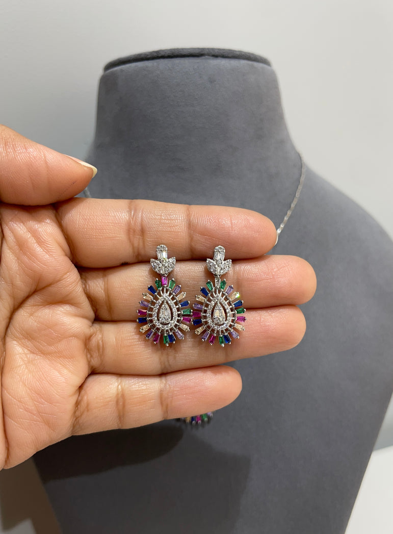 925 Silver Colourful Elegant Pendant Set (Without Chain)