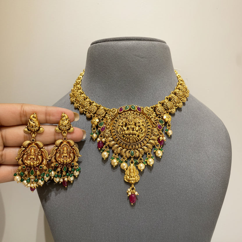 Ancestral Nakshi Temple Gold Laxmi Set