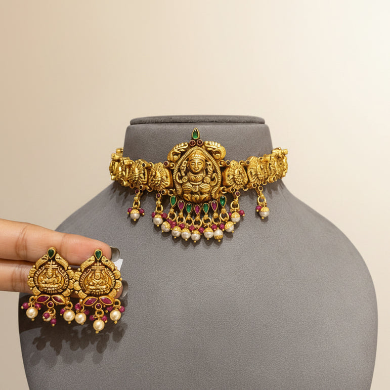 Mahalakshmi Temple Gold Look Choker