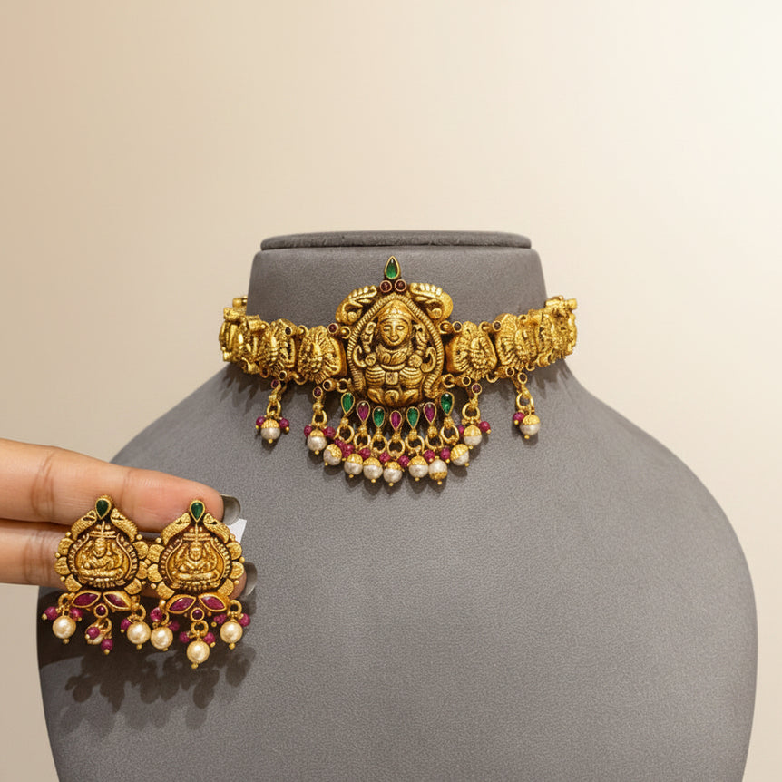 Mahalakshmi Temple Gold Look Choker