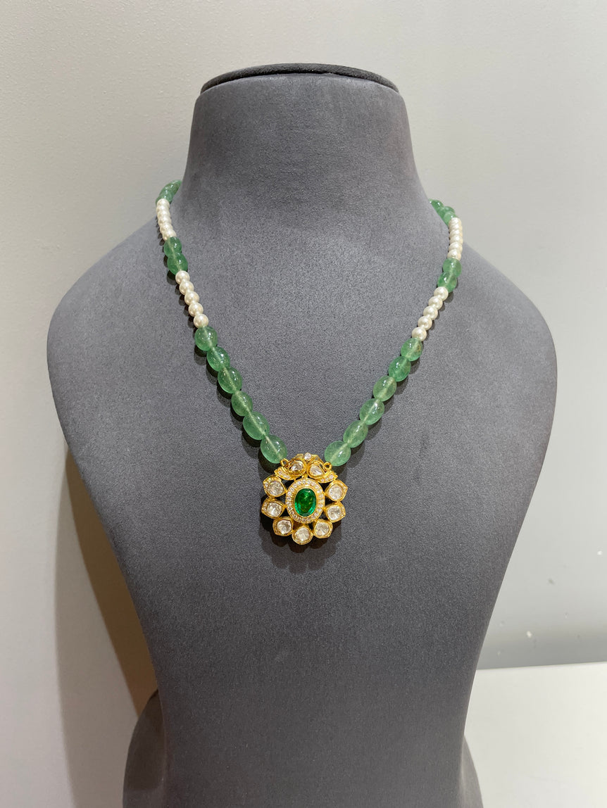 925 Silver traditional Polki Pendant