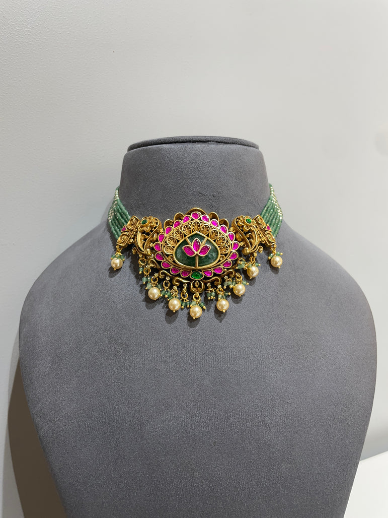 925 Silver Rani Harita Gold Look Choker