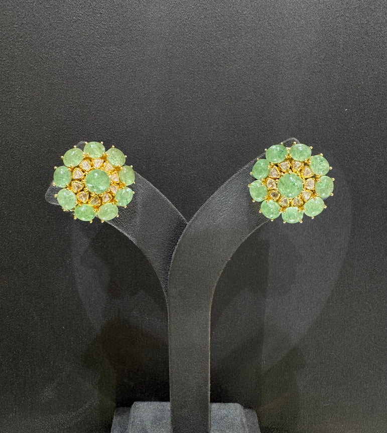 925 Silver Elegant Pastel Green Stones  Silver Earrings