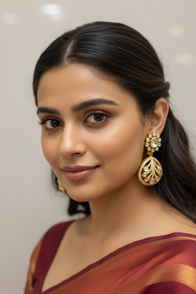 Floral & Fern Polki Earrings