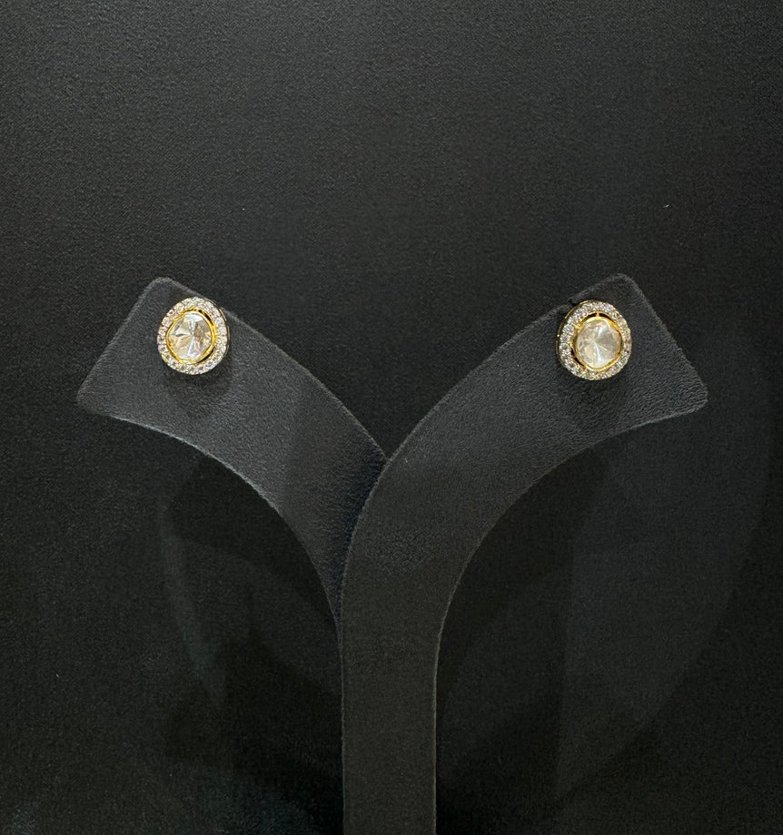 925 Silver Minimal Polki Earrings