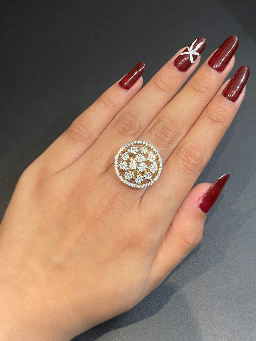 Circular Cluster Stone Statement Ring