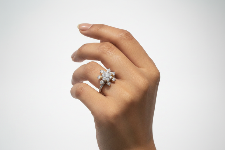 Snowflake Cluster Moissanite Diamond Ring