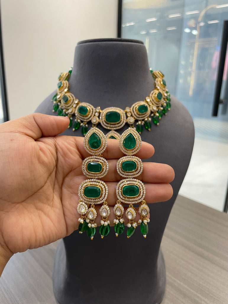 Majestic Emerald & Polki Statement Set