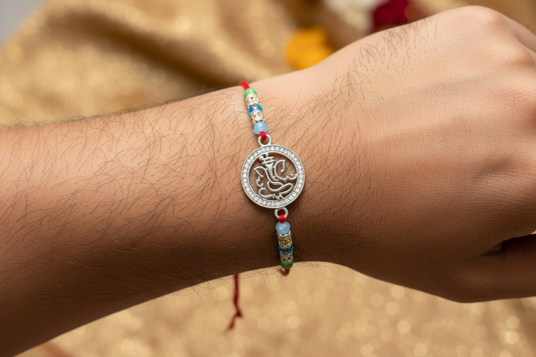 Ganesha Silver Rakhi