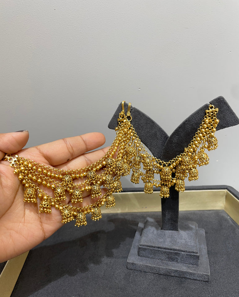 925 Silver Golden Beads Small Jhumki Drops Kanchain