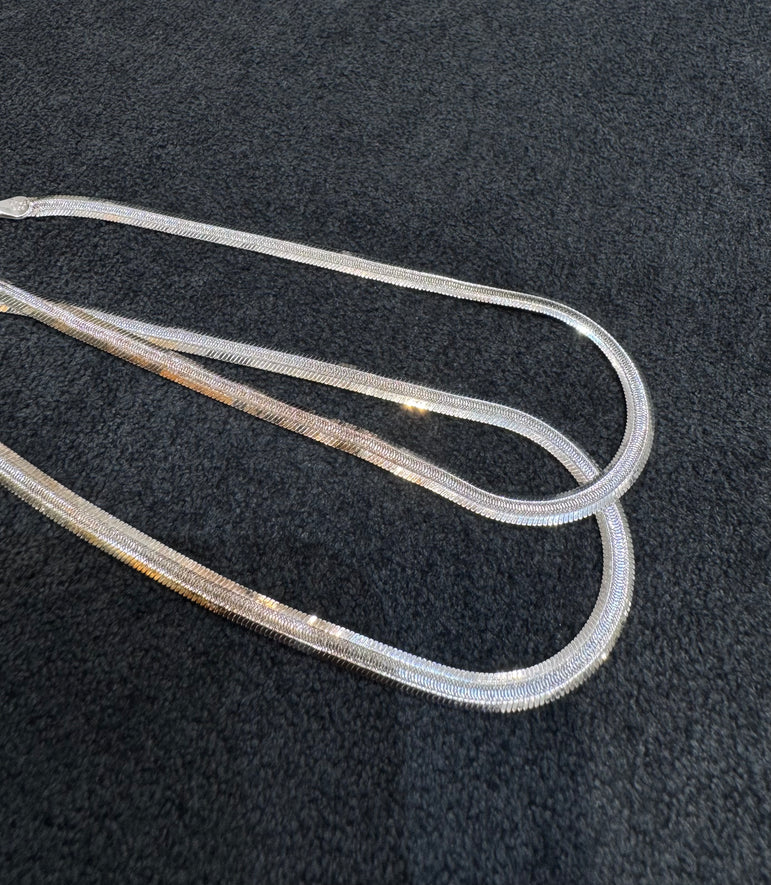 Sleek Flat Silver Anklet Pair