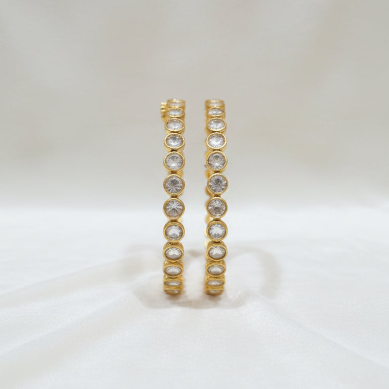 Classic Round Solitaire Moissanite Polki Single-Line Bangle