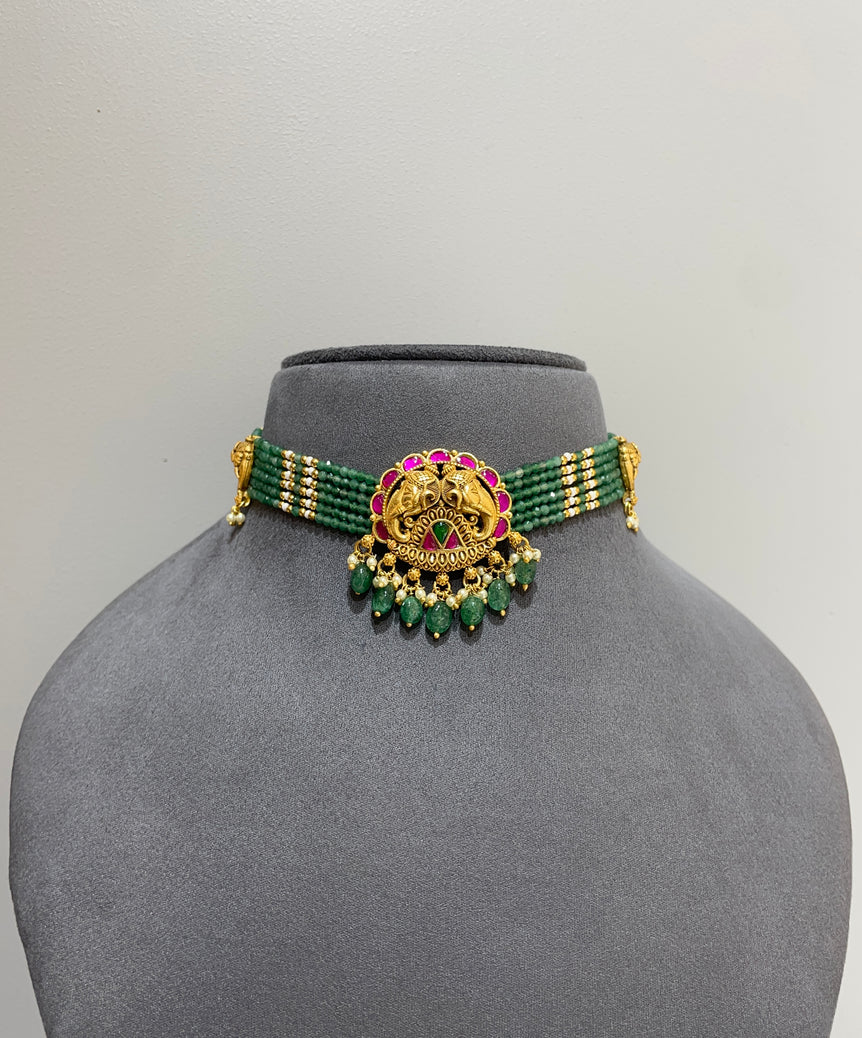 925 Silver Ganika Antique Gold Look Choker