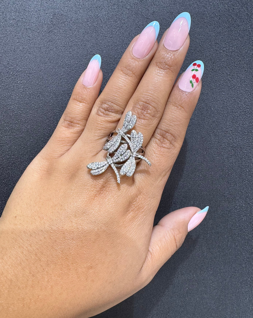 925 Silver Dragonfly Cocktail Ring