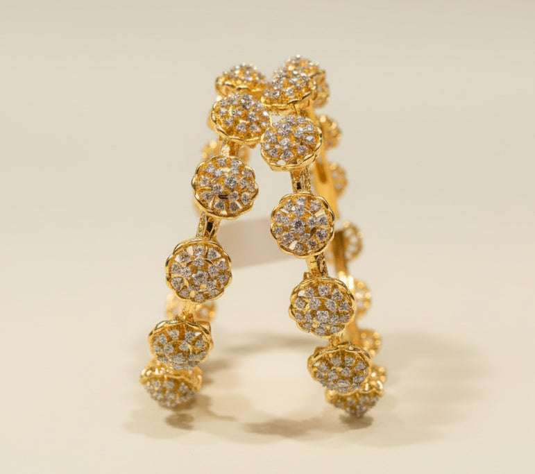 Floral Cluster Medallion Moissanite Diamond Look Bangles