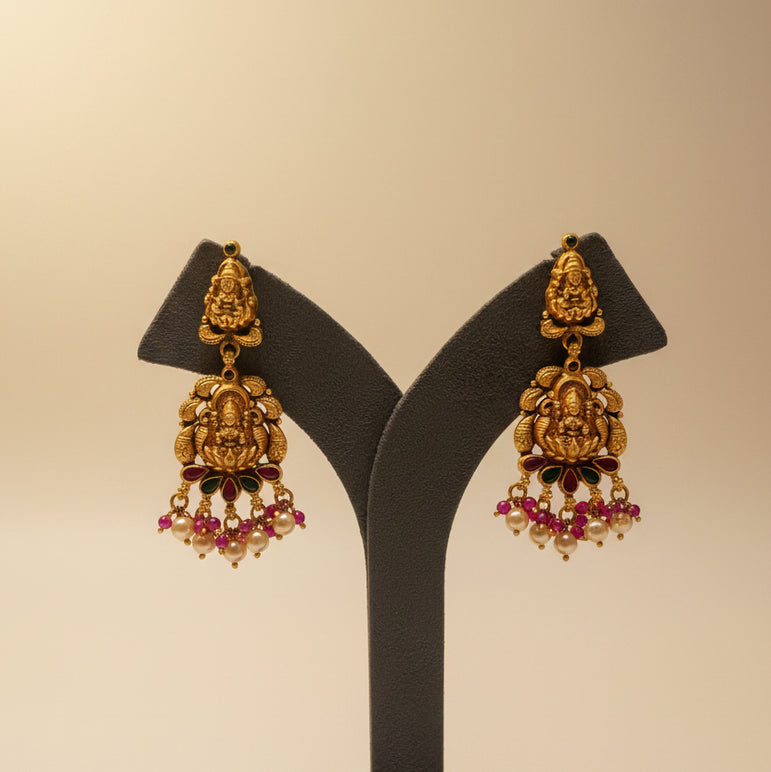 Antique Gold Lakshmi Motif Earrings