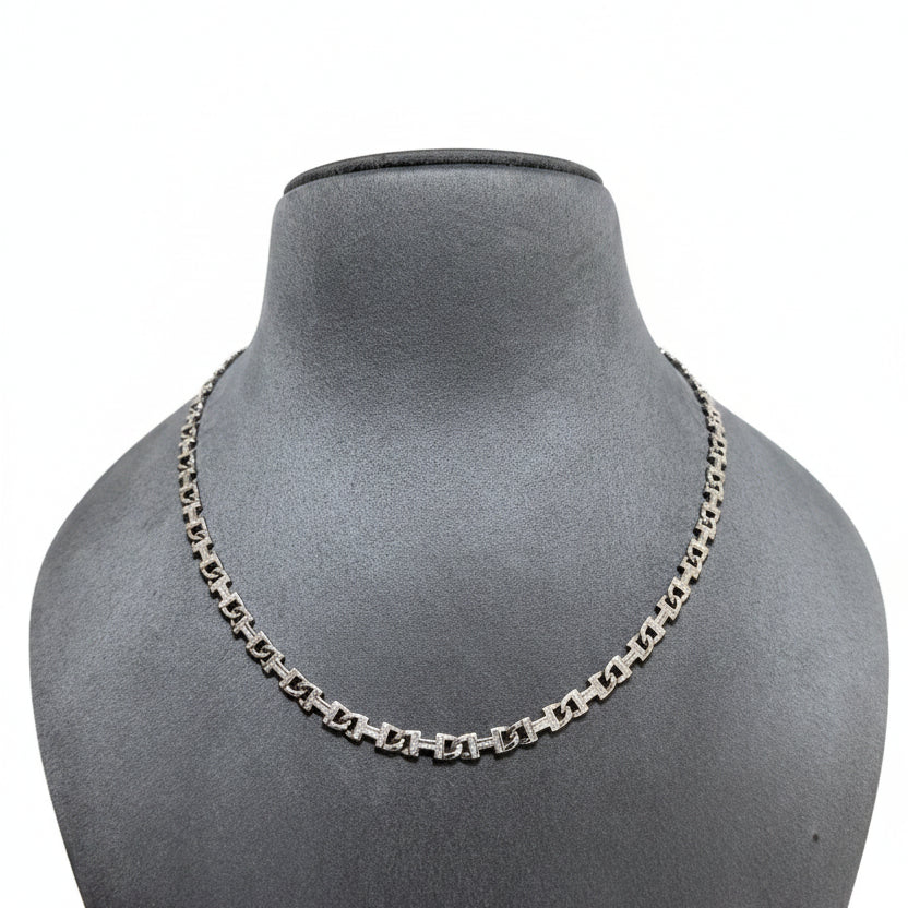 Designer Silver Geometric Link Men's Chain