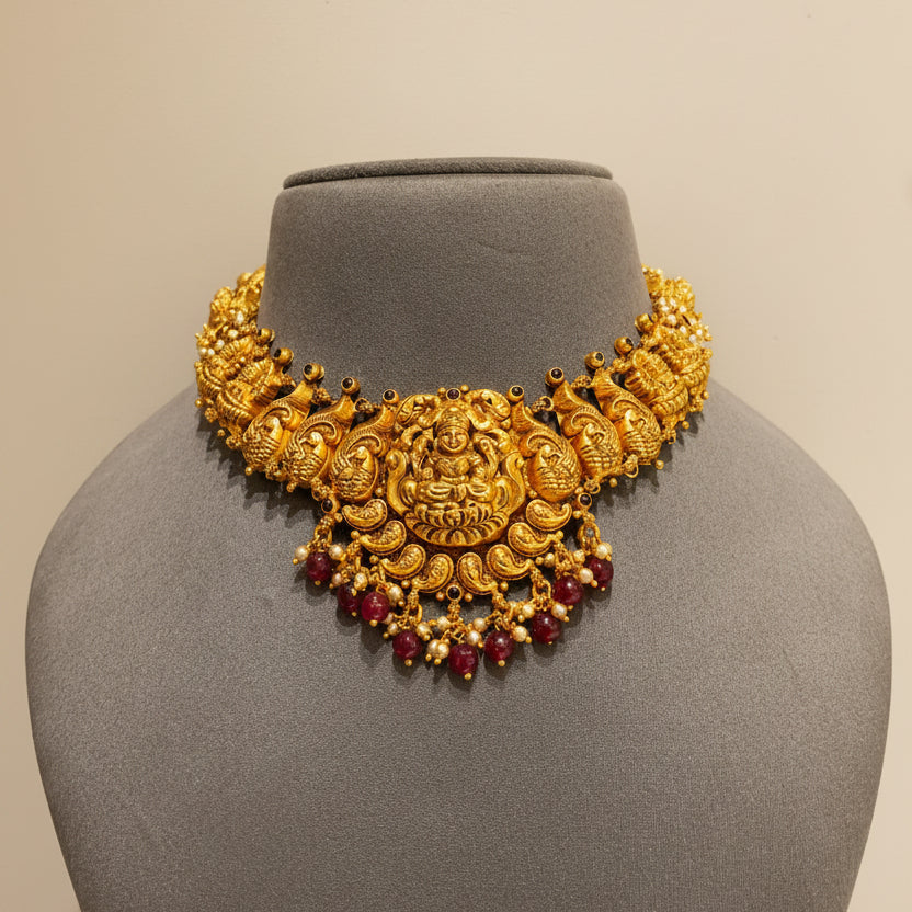 Sacred Nakshi Laxmi Arch Medallion Gold Look Set