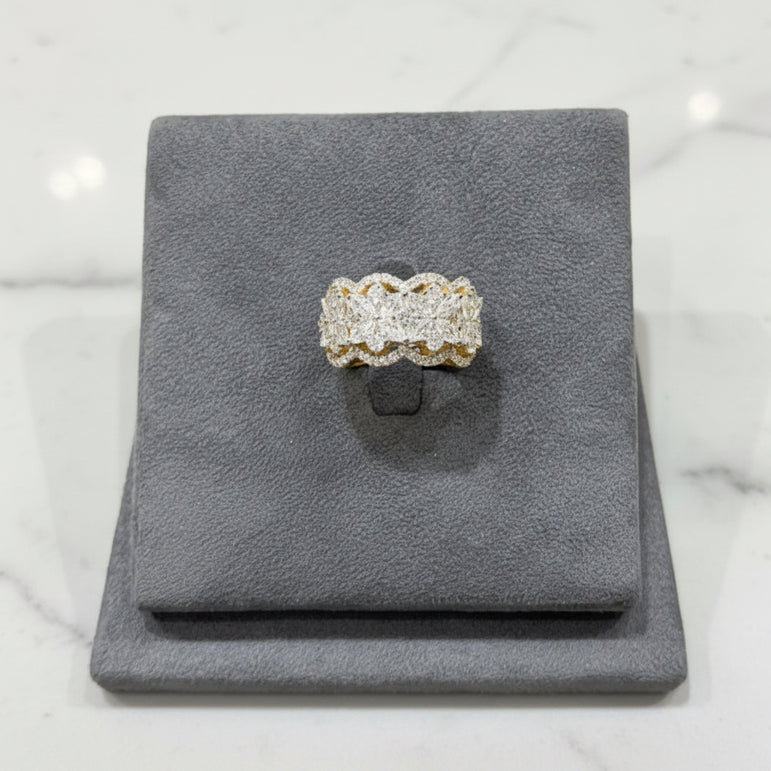 Radiant Multi-Cut Diamond Cluster Gold-Plated Band Ring