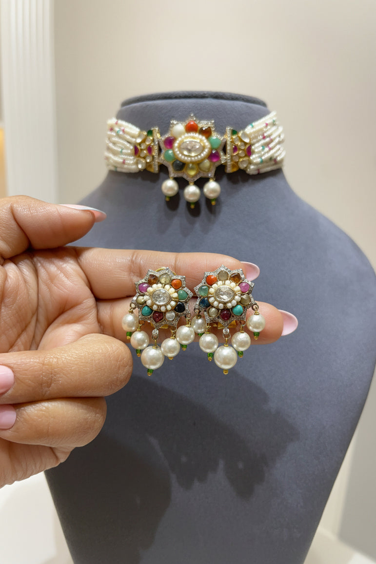 Navratna Heritage Pearl Choker