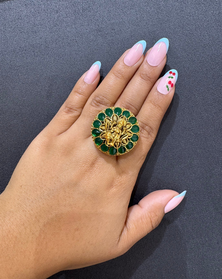 925 Silver  Antique Gold Look Rotating Ring