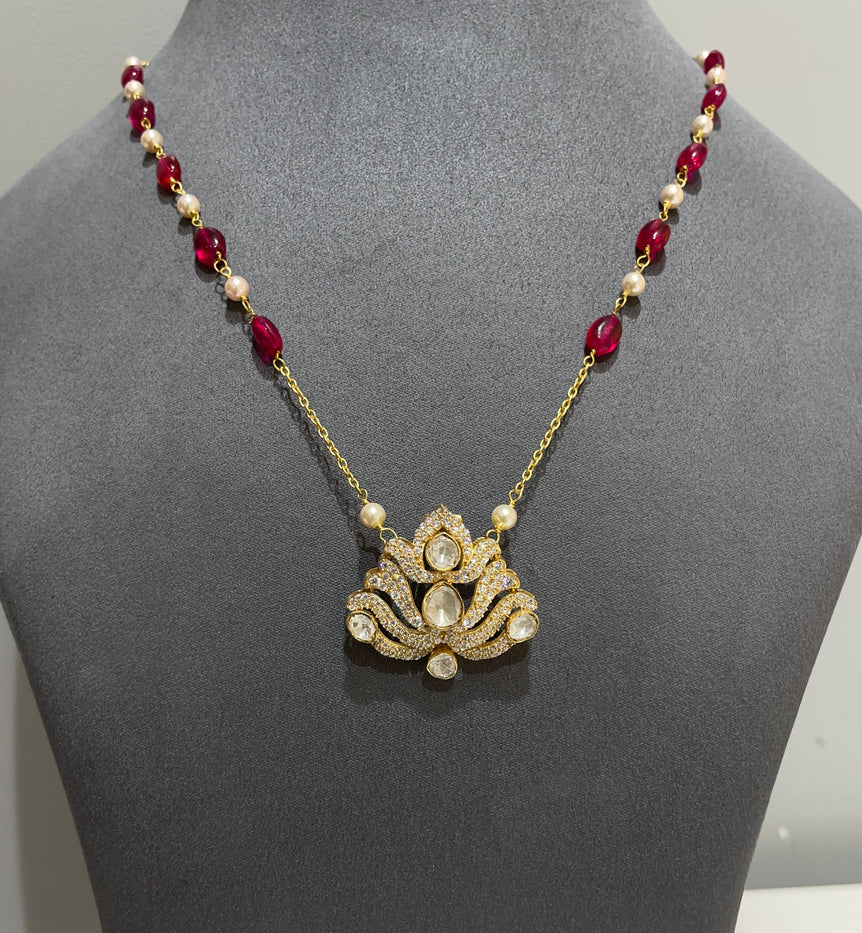 925 Silver Traditional Polki Pendant