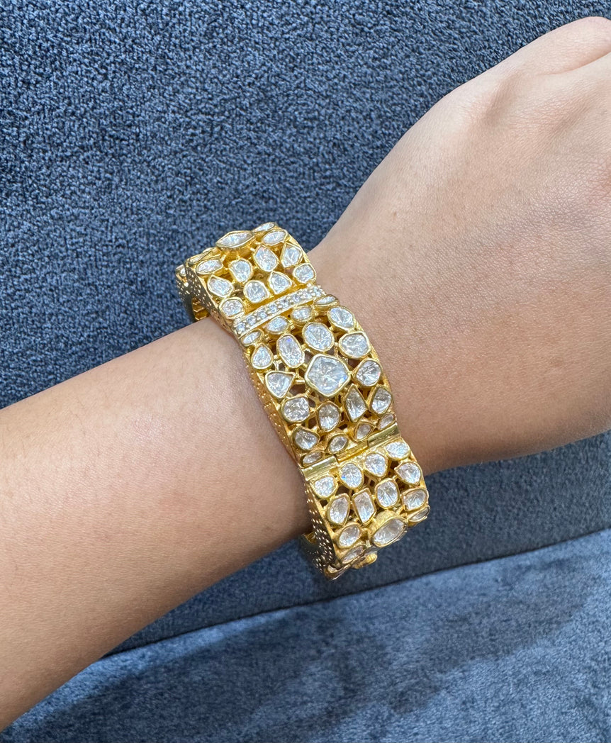 925 Silver Moissanite Polki Bangle