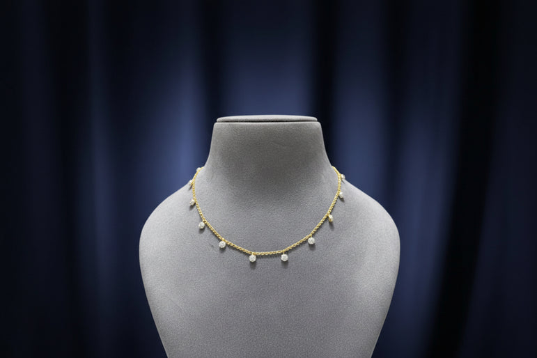 Dual-Tone Micro-Pavé Cluster Charm Diamond Look Necklace