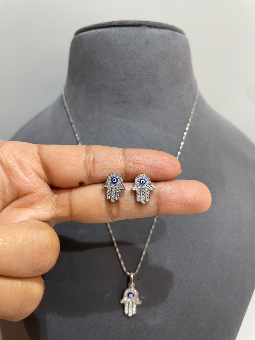 925 Silver Evil Eye Pended Set (Without Chain)
