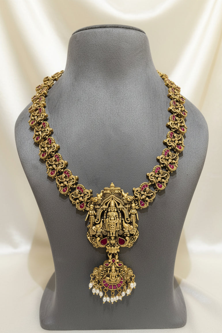 Royal Antique Gold Lord Balaji Nakshi Long Set