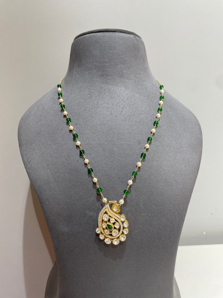 925 Silver Traditional Polki Pendant