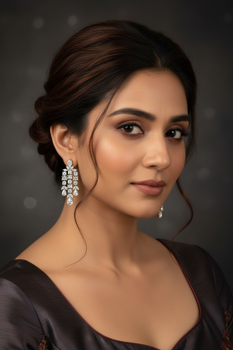 The Royal Cascade Mixed-Cut Drops Moissanite Diamond Earrings