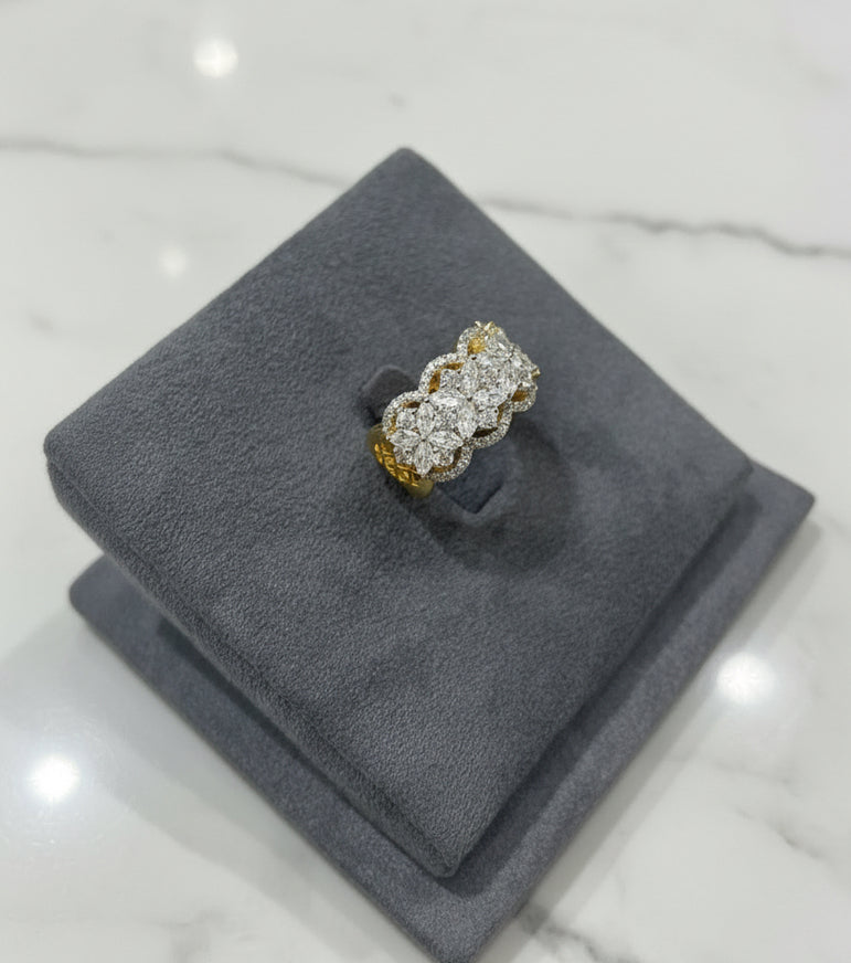 Radiant Multi-Cut Diamond Cluster Gold-Plated Band Ring