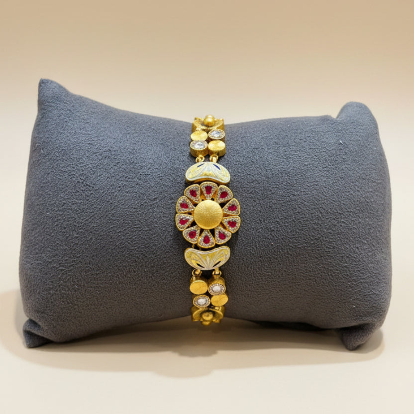 Floral Sunburst Meenakari Gold Look Bracelet
