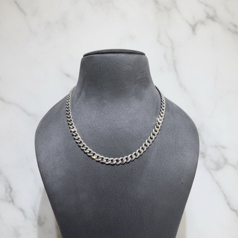 Sleek Moissanite Accent Curb Men's Chain