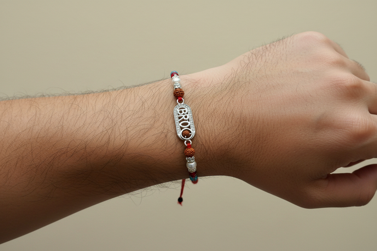 Elegant Silver- ‘’BRO" Rakhi