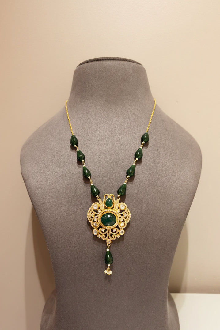 Luxury Meenakari Moissanite Polki Pendant Set