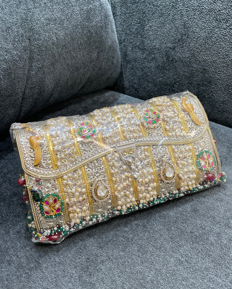 925 Silver Pearly Peacock Purse