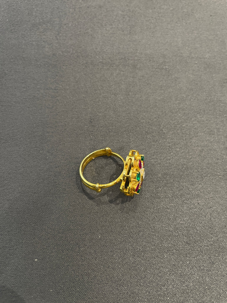 925 Silver Floral Polki Ring