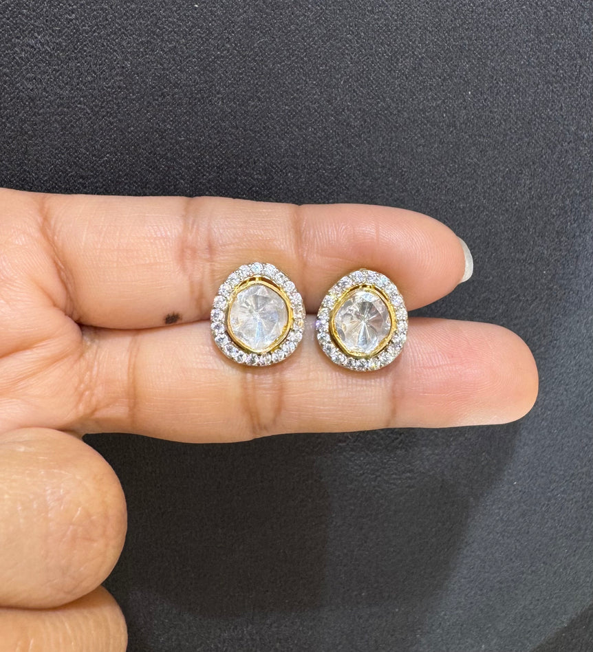 925 Silver Minimal Polki Earrings