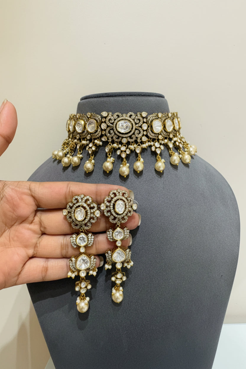 Royal Filigree Kundan Pearl Choker