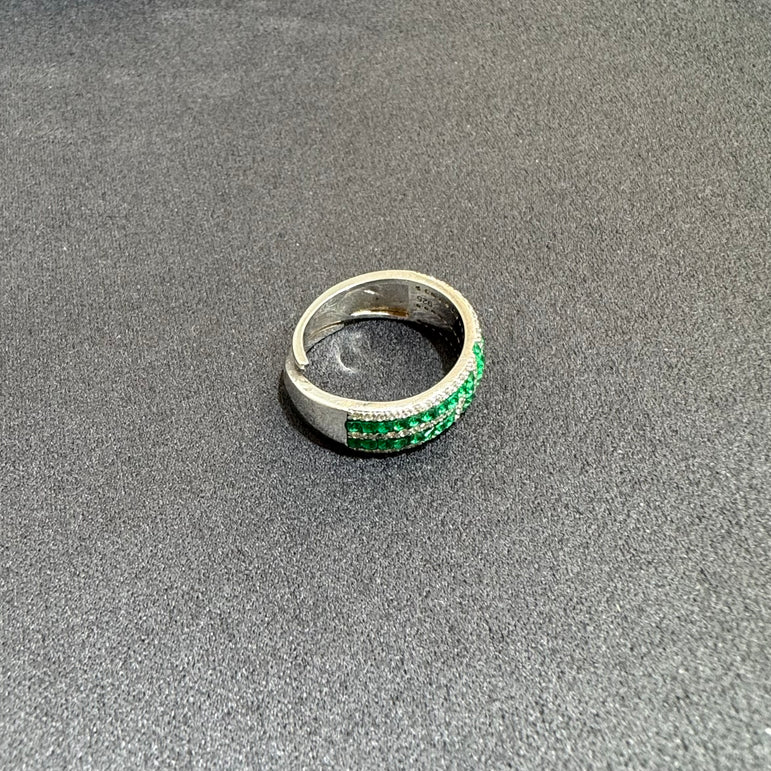 925 Silver Designer Green Stone Silver Ring