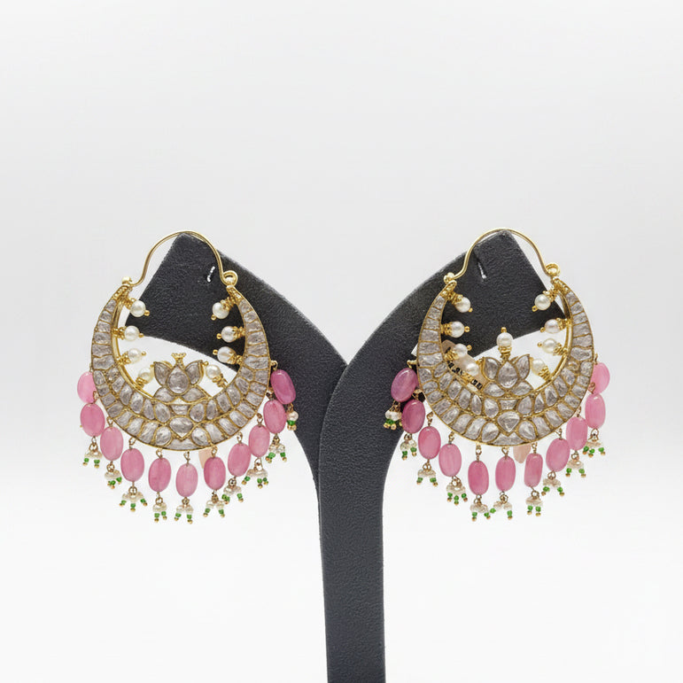 Crescent Chandbali Moissanite Polki Earrings