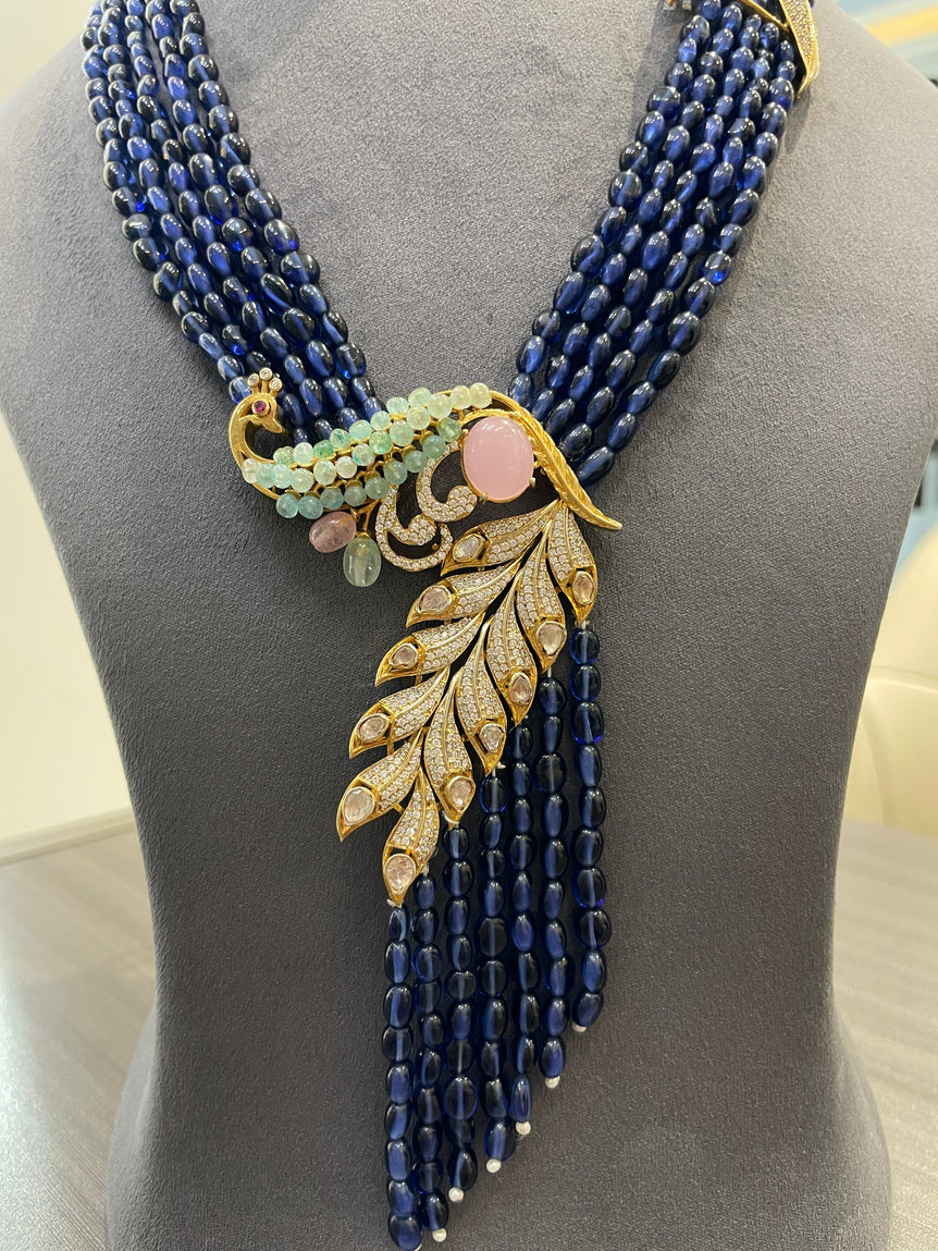 925 Silver Long Peacock Neelmani Haar