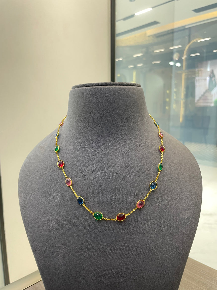 925 Silver Multi Colour Stones Mala