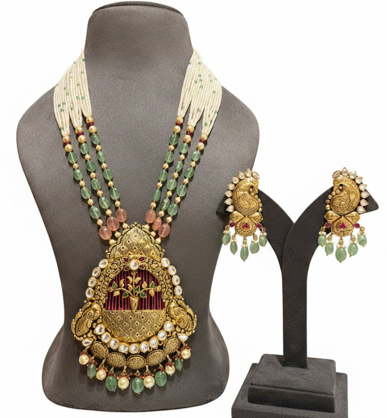 Royal Antique Sculpted Floral Tree Pendant Set