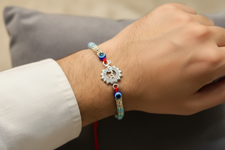 Veera" Sun-Shaped Rakhi with Evil Eye Rakhi