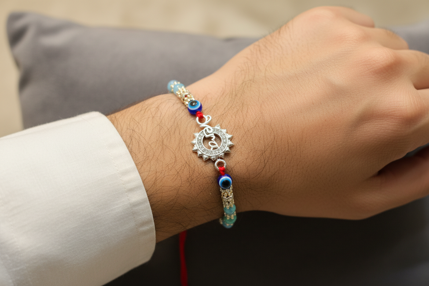 Veera" Sun-Shaped Rakhi with Evil Eye Rakhi