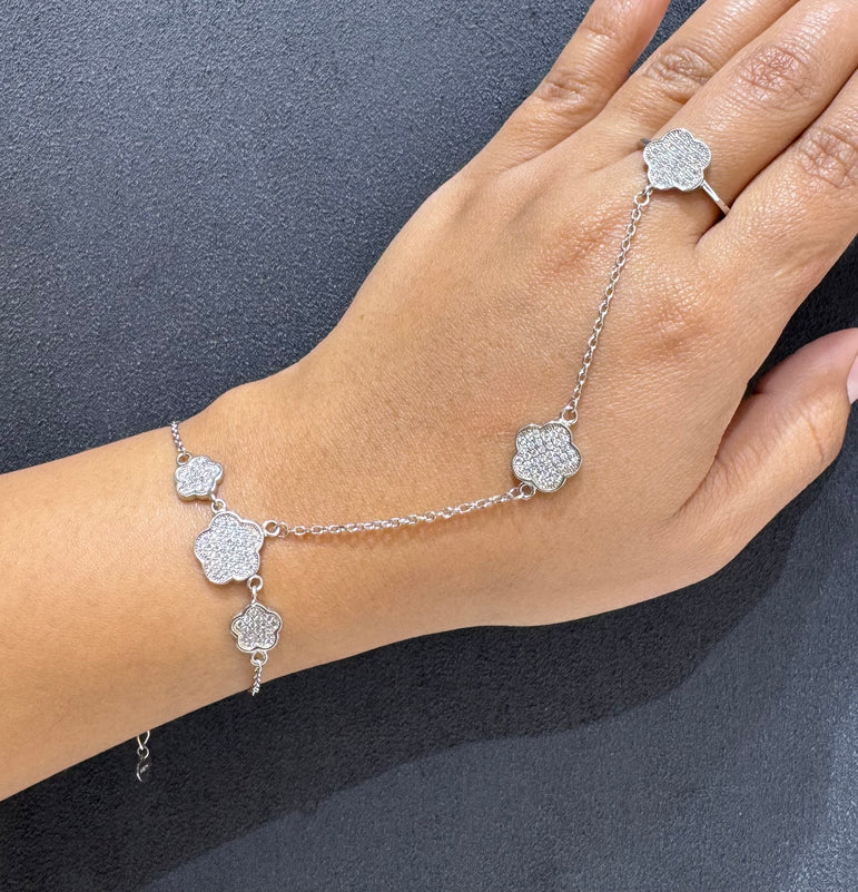 925 Silver Floral Modern Haathphool